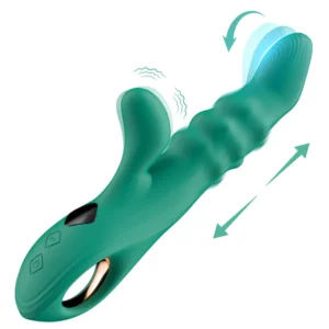 Swing Finger Massager with green silicone body, 3-in-1 modes, 8 mode design, and low-noise adult wellness styling