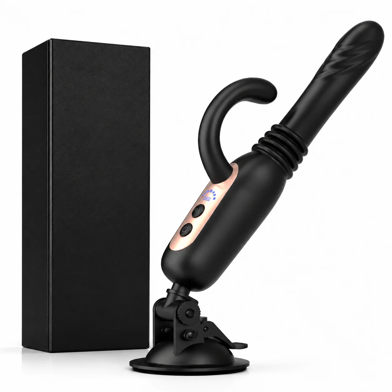 Automatic Thrusting Massager Automatic Thrusting Massager with 30mm auto stretch, suction cup base, LED display, and silicone body