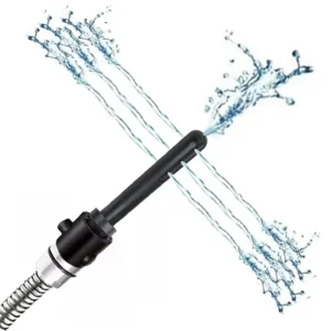Shower Cleaning Nozzle with black plastic tip, water outlet design, manual control, and discreet personal hygiene styling