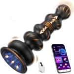 Beaded Plug Massager with silicone body, suction cup base, remote control function, and discreet adult wellness design