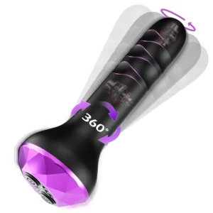 Rotating Plug Massager with 360 degree rotation, 10 modes, silicone body, USB charging, and discreet package