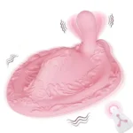 Cushion Wand Massager with 12 frequency vibration modes, pink silicone body, remote control function, and discreet adult wellness design