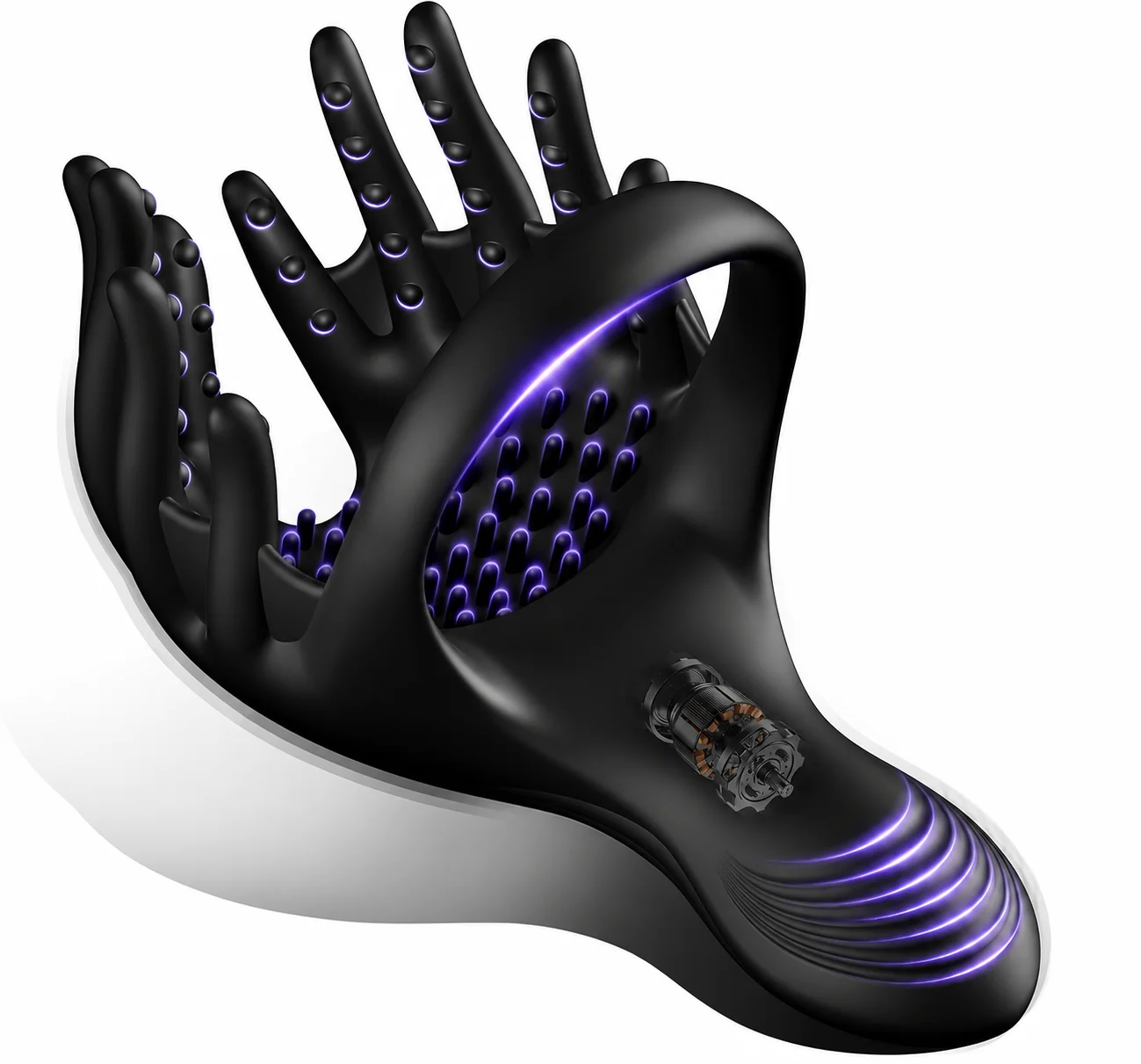 Perineum Ring Massager Perineum Ring Massager with 10 vibration modes, black medical silicone body, wearable ring design, and discreet adult wellness styling
