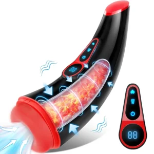 Heated Cup Massager with 9 suction modes, 9 vibration patterns, LCD touch control, TPE sleeve, and USB rechargeable design