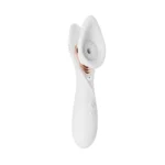 Suction Rose Massager with white silicone body, rose-inspired head, suction cup function, CE certification, and discreet adult wellness design