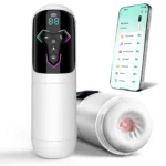 LCD Heating Massager with app control, 5-in-1 modes, heating function, suction, vibration, thrusting, and Type-C charging