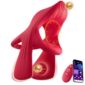 AI Ring Massager with smart app control, 3 motors, 9 vibration modes, soft silicone, IPX7 waterproof design, and remote control