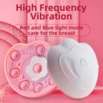Electric Breast Massager with pink heart-shaped massage surface, multiple raised contact points, and white electronic housing