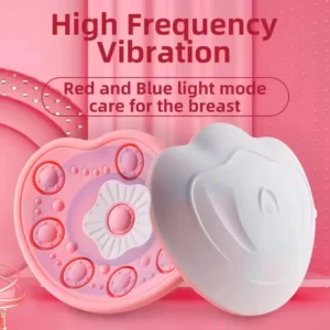 Electric Breast Massager with pink heart-shaped massage surface, multiple raised contact points, and white electronic housing